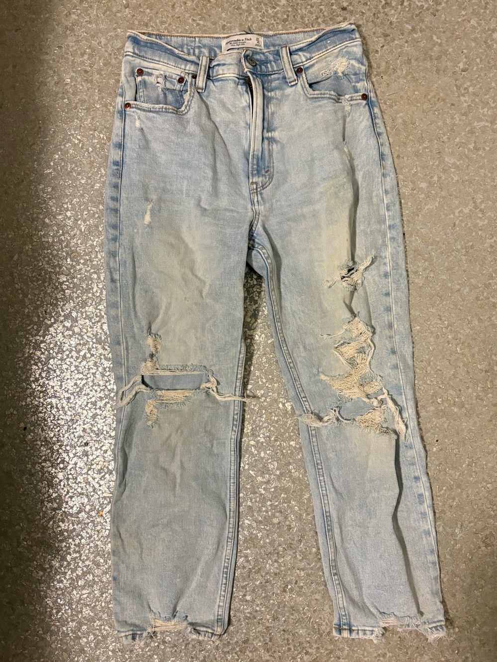 Abercrombie & Fitch Light Blue Distressed Boyfriend Jeans